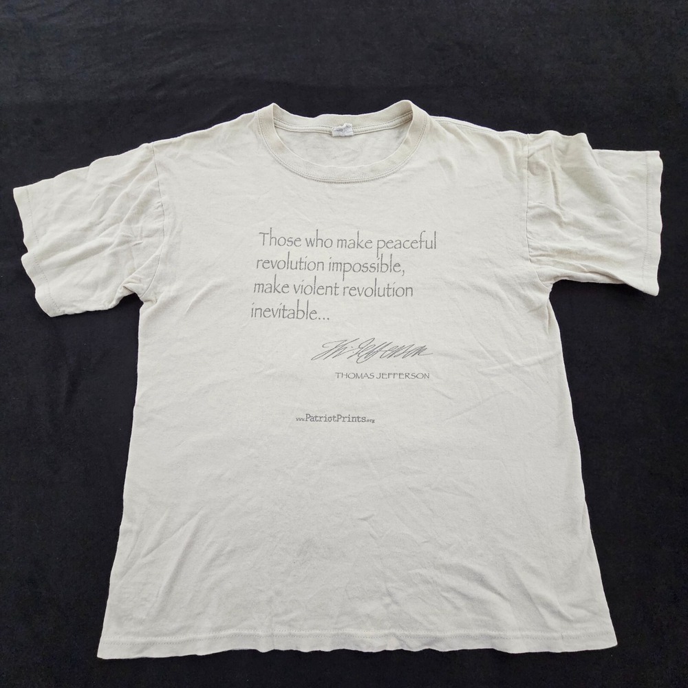 Thomas Jefferson Quote Patriot Prints Ivory Short Sleeve Cotton T-Shirt Men's M